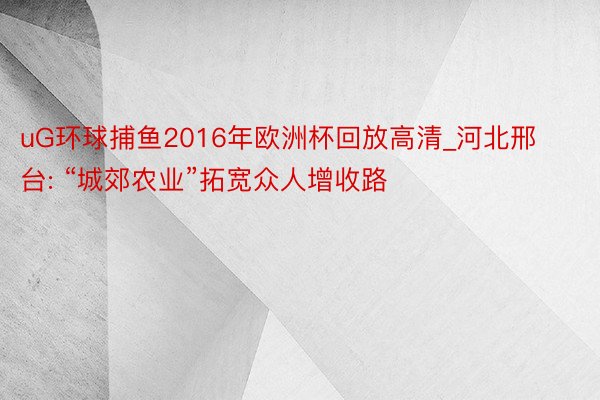 uG环球捕鱼2016年欧洲杯回放高清_河北邢台: “城郊农业”拓宽众人增收路