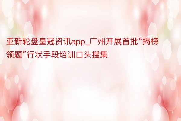 亚新轮盘皇冠资讯app_广州开展首批“揭榜领题”行状手段培训口头搜集