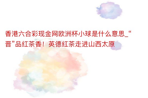 香港六合彩现金网欧洲杯小球是什么意思_“晋”品红茶香！英德红茶走进山西太原