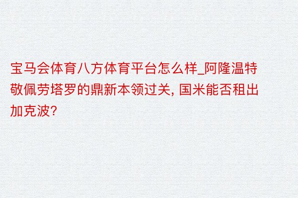宝马会体育八方体育平台怎么样_阿隆温特敬佩劳塔罗的鼎新本领过关, 国米能否租出加克波?